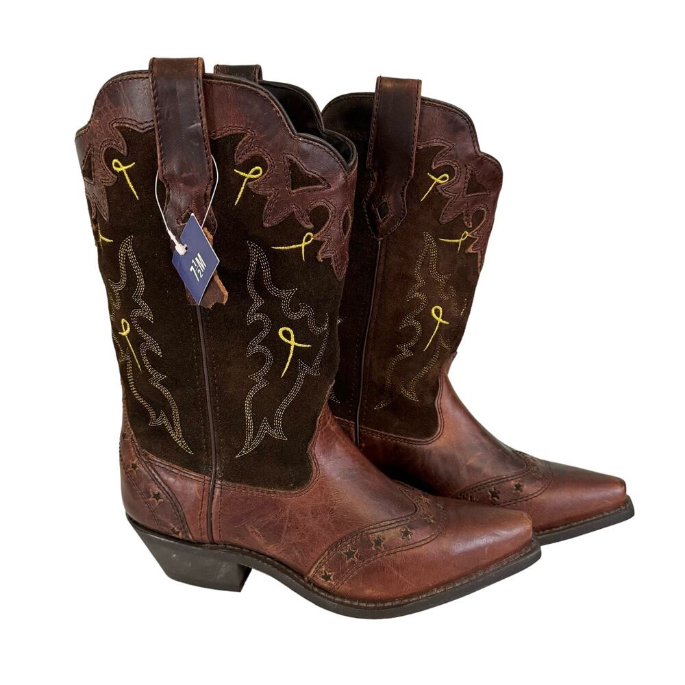 Masterson Boot Co Women 7.5 Brown Leather Western Cowboy Pull On Festival NWT